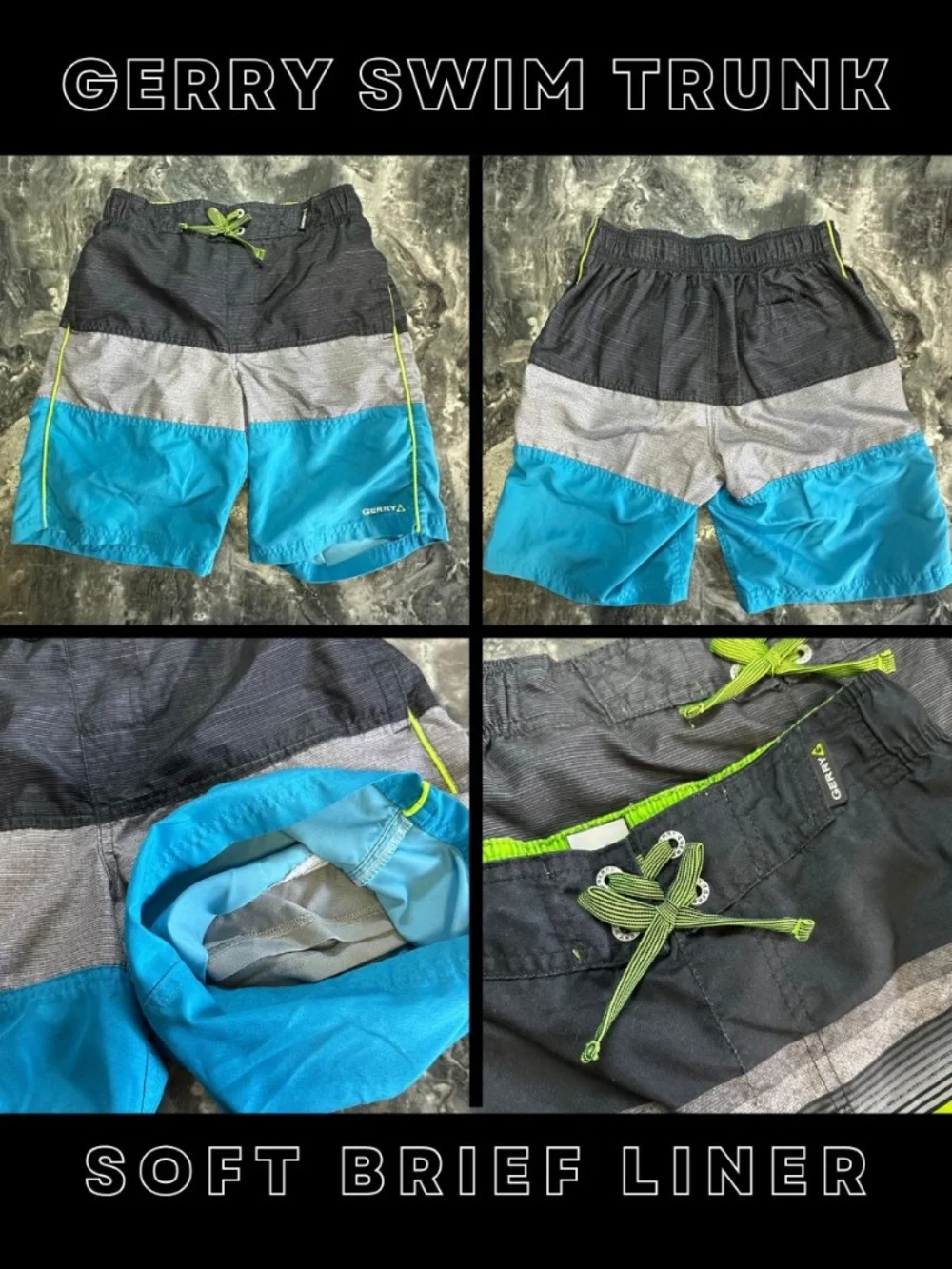 Lot of 2 Gerry UPF 50+ Camo Swim Trunks youth large 14-16